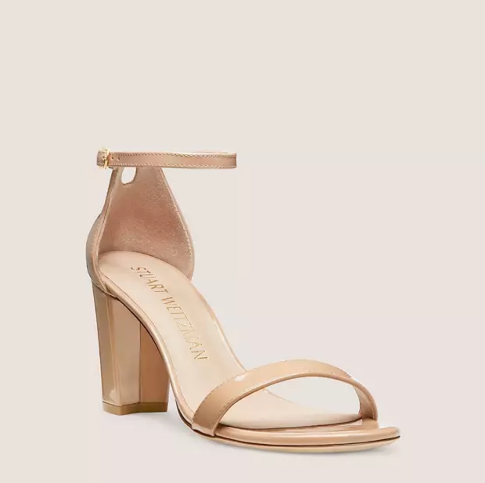 Stuart Weitzman Nearlynude Strap Sandal, new in box, sz 10M, with included case
